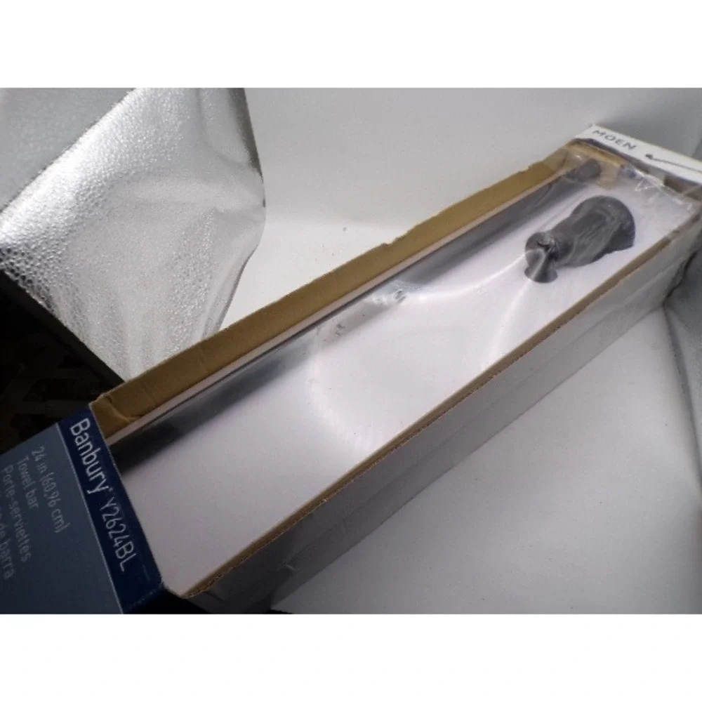 Pair Moen Banbury 24 Inch Towel Bars Matte Black Bathroom Wall Mount Y2624BL NEW